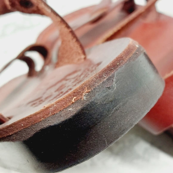 Camel Biblical Jesus  ‘Evangelist’ Made in Bethlehem Red Leather Sandals C38 - Picture 11 of 12